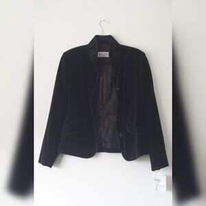 Vintage Horst Basler Black Velvet Silk Blazer Size 38 Gem Embroidered Exquisite